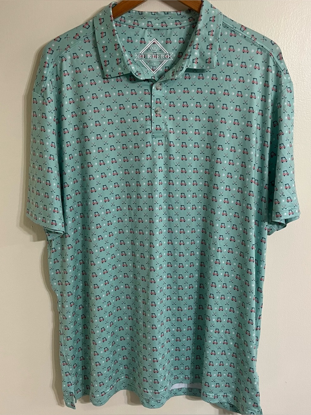 New Burlebo polo performance shirt men’s XL  golf cart print